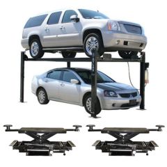 Atlas Garage Pro 8000 Four Post Lift 8,000 lbs. Capacity + RJ35 Hydraulic Sliding Jacks 3,500 lbs. Capacity Combo 