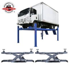 Atlas Platinum PVL14 ALI Certified Four Post Lift 14,000 lbs. Capacity + RJ7 Air Hydraulic Rolling Jacks 7,000 lbs. Capacity Combo 