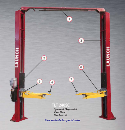 Launch TLT240SC Two Post Lift Features